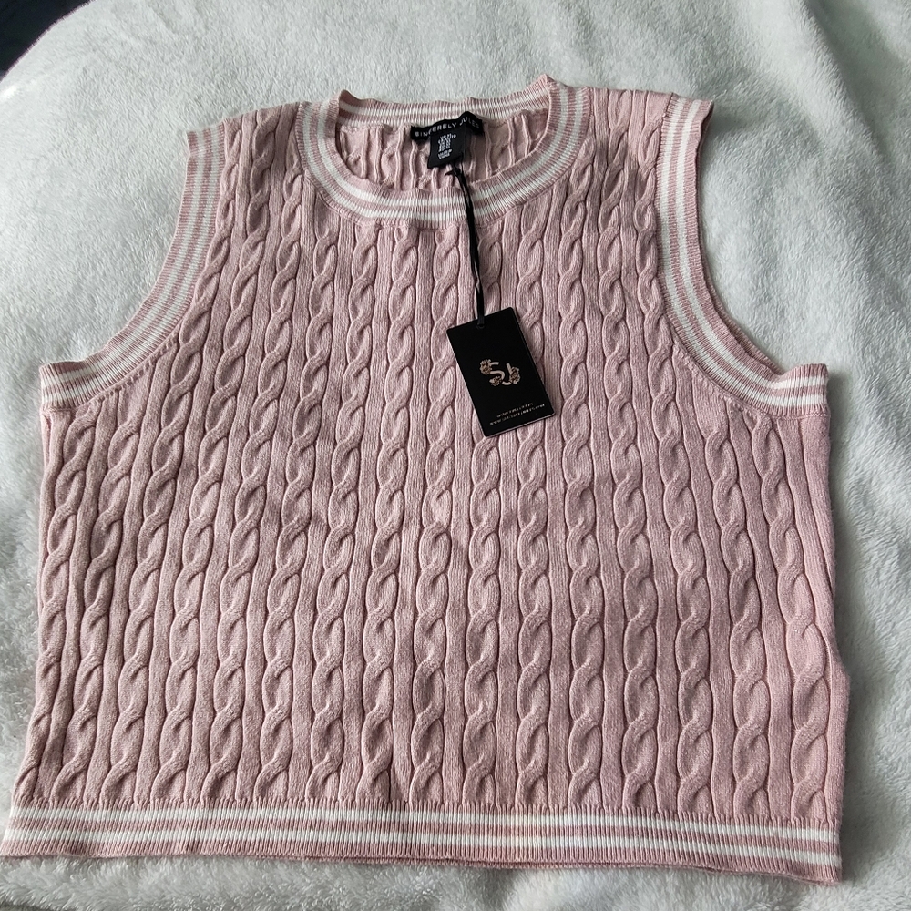 Nwt-SINCERELY JULES Light Pink Cable Knit Sleeveless Top..Read Post - Picture 2 of 6